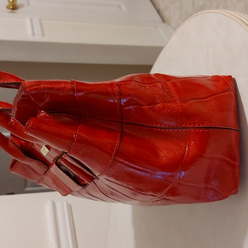 Kate Spade Red Crocodile Embossed Patent Leather Knightsbridge Elena Bag - Picture 3 of 9
